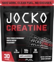 Jocko Fuel Creatin Stick Packs - Creatin Monohydrat Powder Rejsepakker til mænd og kvinder, supplement til atletisk ydeevne & muskelsundhed, 30 Servere 150g (Unflavored)