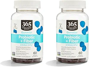 365 af Whole Foods Market, Gummies Probiotic Fiber 2 Bill Blå Hindbær, 60 Greve (pakke af 2)