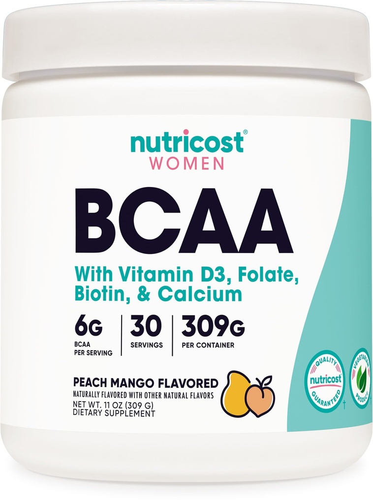 Nutricost BCAA for kvinder (Peach Mango, 30 Servering) - Formuleret specifikt for kvinder - ikke-GMO og Gluten- fri