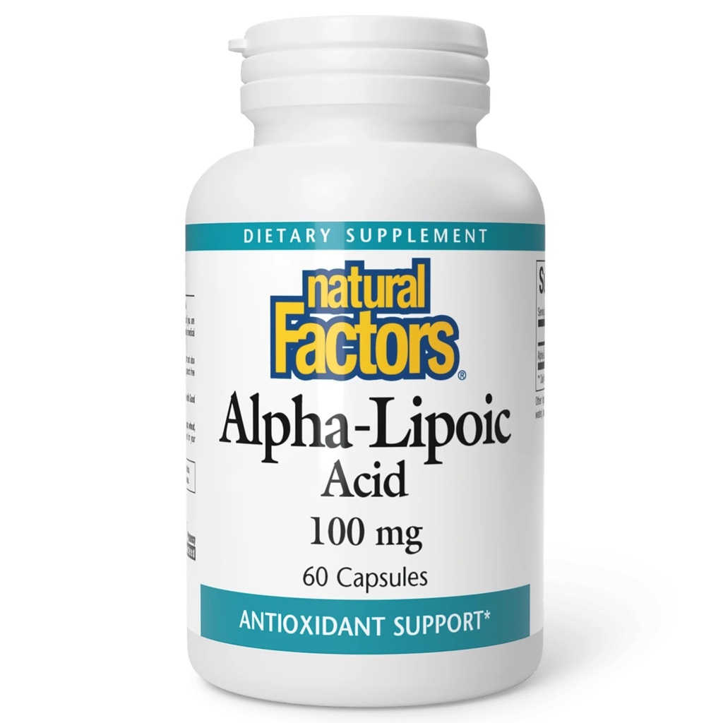 Naturlige faktorer Alpha- liposyre 100 mg kapsler, 60- tal
