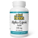 Naturlige faktorer Alpha- liposyre 100 mg kapsler, 60- tal