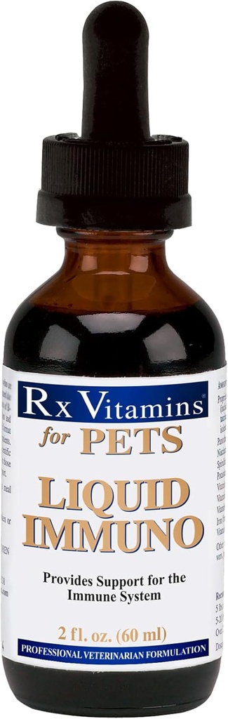 Rx Vitaminer flydende immuno hund & kat immunforsvar - Reishi Mushroom Plus L- Lysin til katte - hund immune booster supplement - Bacon Flavor - 2 oz.