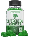 Atlantis Nutrition Supergreens Gummies - Daily Green Superfoods Supplement med Spinach, Broccoli, Moringa, Beet Root, Selleri, Green Tea, & Acai for Immunity Support - Natural Raspberry Flavor, 60 cnt