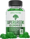 Atlantis Nutrition Supergreens Gummies - Daily Green Superfoods Supplement with Spinach, Broccoli, Moringa, Beet Root, Celery, Green Tea, & Acai for Immunity Support - Natural Raspberry Flavor, 60 cnt