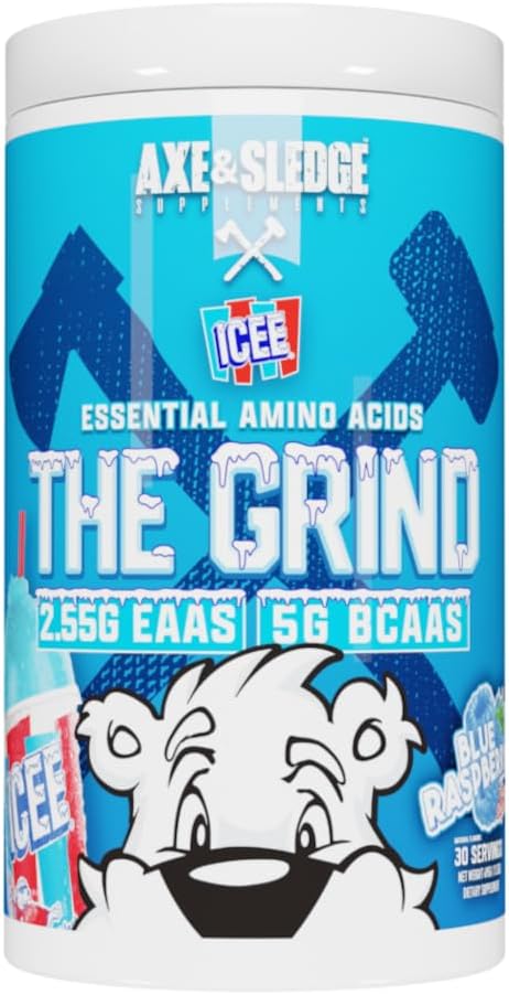 The Grind Essential Aminosyrer, Forgrenet Chain Aminosyrer, 30 Servere (ICEE Blå Hindbær)
