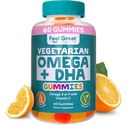 Feel Great Omega & DHA Gummies for voksne Plant Based Omega 3 Fish Oil Alternative Medical 124; Vegetarian Medical 124; C-vitamin, Chia, og Omega3, Understøtter hjerne, immun, prænatal funktioner, (60 Greve)