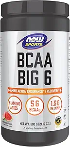 Now Foods Sport Nutrition, BCAA (forgrenet kæde aminosyrer) Big 6, Watermelon Flavor, 600 Bedste
