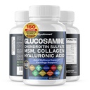 Glucosamin Chondroitin sulfat Methylsulfonylmethan Hyaluronsyre Gurkemeje Ginger C-vitamin, D3, sort peber -150 Capsules - Made in USA