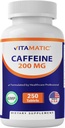 Vitamatisk koffein piller 200mg per servering, 250 Vegetariske tabletter
