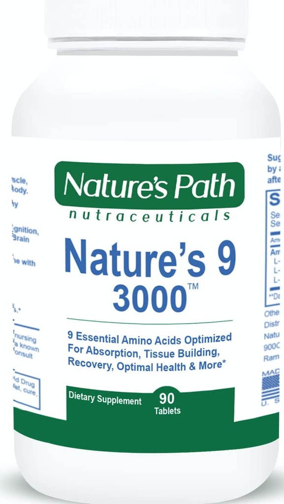 Naturens 9 3000 essentielle aminosyrer Supplement, Bedste EAA Aminosyre Kompleks Alle 9 essentielle aminosyrer piller, Vegan Aminos 90 Pille 1 Gram Per Tablet