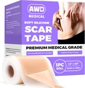 AWD Silicone Scar Sheets for Kirurgiske Scars - Seamless Medical Grade Silicone Scar Tape til C sektion, Tummy Tuck Tape - Silicone Skin Patches Efter Kirurgi skal Haves (1.6 "x 60" Seamless Roll)
