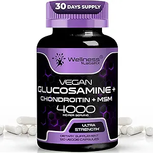 WELLNESS LABSRX Glucosamine Chondroitin MSM - 4000mg - Glucosamine Chondroitin Capsules - 120 Count
