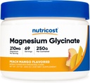 Nutricost Magnesium Glycinat Powder (Peach Mango, 250 Bedste) - Magnesium Glycinat (som Bisglycinat)