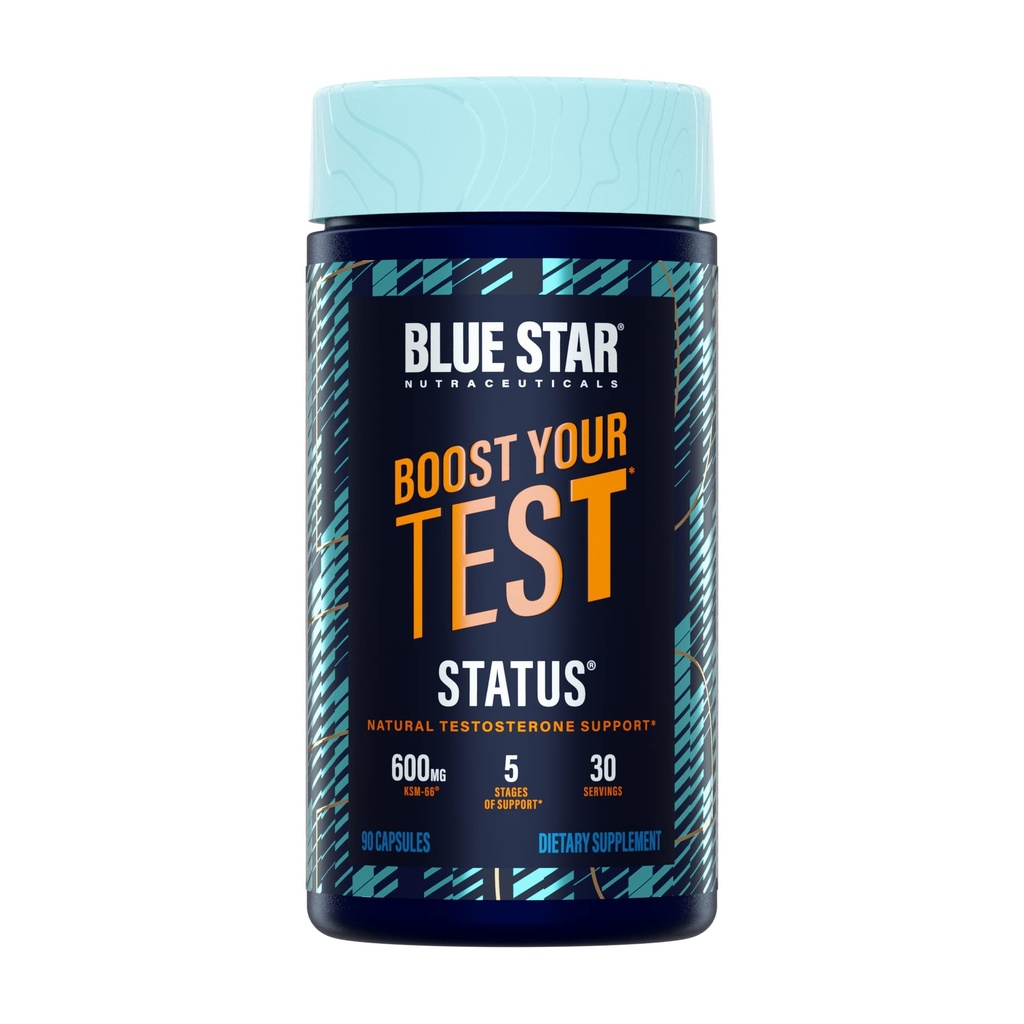 Blue Star Nutracatic Status - Testosteron Booster for mænd - w / KSM 66 Ashwagandha - Invigorate Stamina, Muscle Growth & Energy