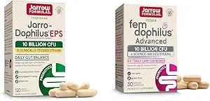 Jarrow Formulas Probiotika Bundle med Jarro- Dophilus EPS 10 Millioner CFU 120 Caps og Fem- Dophilus Advanced 10 Millioner CFU 30 Caps