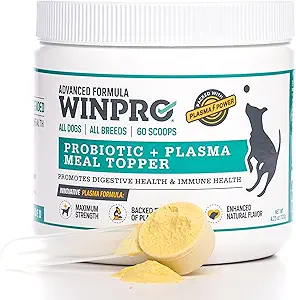 WINPRO Hund Probiotiske Powder Meal Topper, Spray Tørret plasma med Prebiotika og Probiotika til fordøjelsesstøtte og Gut Sundhed for hunde, Alle racer, Age, og størrelser, 60 Scoops, Made in USA