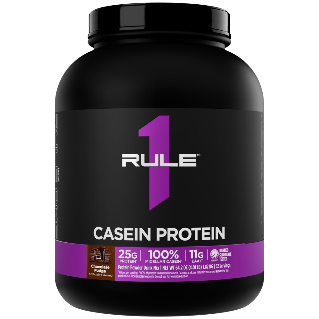 Regel 1 Casein Protein - 25g Protein og 11g EAA Per servering fra Slow-Release Micellar Casein til Overnight Recovery og Vedvarende levering mellem måltiderne (4 Pounds *, Chokolade Fudge)