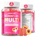 Multivitamin til kvinder Gummies for 40 + med Omega-3, Niacinamid, B- Complex, Lutein, Jern, Cholin, Phosphatidylserin, D3- vitamin til hud, hår, energi, immunforsvar, ben - Vegan, sukkerfri, 120Cts
