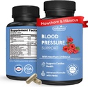 Blood Pressure Support - Natural Hawthorn, Hibiscus, Hvidløg & Olive Leaf - Heart Health & Circulation Support - B12, B6 - Vegan, Non- GMO - 90 Caps (3-måned Tilgang)