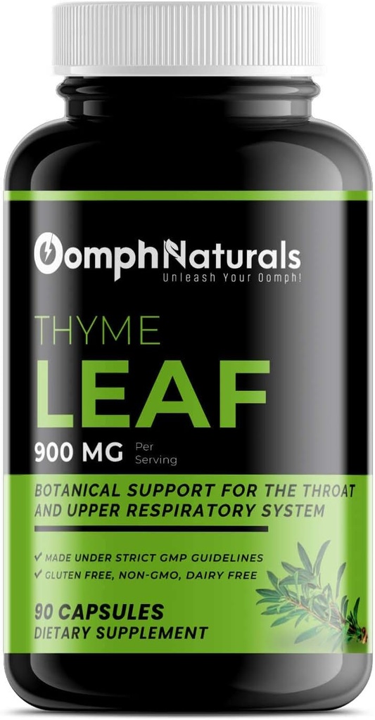 Thyme Leaf, 900mg Thymus Vulgaris Leaf Extract, 90 Kapsler 45 dag Supply, Non- GMO, Gluten Free, Supplement for Respiratory Health