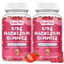 (2 Pack) Magnesium gummies for kids - Magnesium citrat supplement med vitamin B6, L- theanin, kamille & Lemon Balm - Rolig Magnesium for børn og voksne søvn, afslapning - Jordbær, 120 gummies