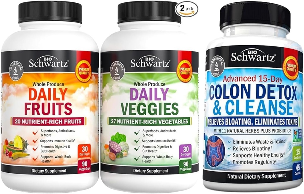 Daglige frugter og grøntsager supplement for kvinder og mænd (1 måned Tilgang) Plus 15 dages rengøring for Colon og Gut Sundhed