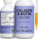 Flydende kollagen til kvinder, 300,000mcg Flydende biotin og kollagen kosttilskud dråber til hår, negle vækst glødende hud - 60ml