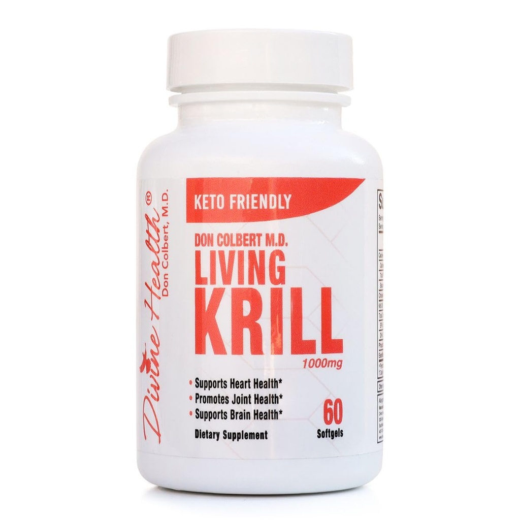 Divine Health Dr. Colbert, MD Living Krill Oil 1000mg Per Softgel Plus DHA & EPA