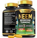 Neem Leaf supplement - 8in1 Formel - Kombiner med berberine, gurkemeje, Holy Basil, Amla, Artiskoke, Milk Thistle, og Black Pepper - immunforsvar - 120 kapsler til 4 måneder levering