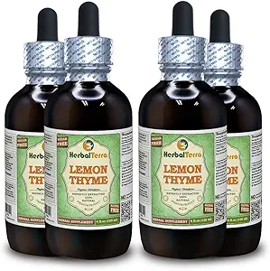 Lemon Thyme (Thymus x Citriodorus) Glycerit, Organic Tørret Herb Alkohol- Free Liquid Extract (Brand Name: HerbalTerra, Stolt Made in USA) 4x4 fl.oz (4x120 ml)