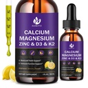 (2 Pack) Calcium Magnesium Zink flydende dråber til kvinder og mænd - Knogler & tænder, immunforsvar, flydende calcium supplement med Magnesium Glycinat, C-vitamin D3 K2 B6 og Sea Moss 124; Sukker fri