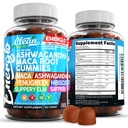 Ashwagandha Maca Root Gummies med fenugreek Hibiscus Slippery Elm Saffron Extract & Beta Caroten Mex124; Peach Flavor Vegan Vitaminer Adaptogen Cortisol Supplement Energilo af Clean Nutra