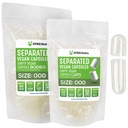 XPRS Nutra Vegan Størrelse 000 Separated Capsules - 500 Greve Premium Tomme Caps Separeret i sække - Clear Tomme Kapsler - 000 piller til DIY Supplement Fyldning