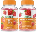 Lifeable Vitamin D 5000 IE + immunstøtte, Gummies Bundle - Great Tasting, Vitamin Supplement, Gluten Free, GMO Free, Chewable Gummy