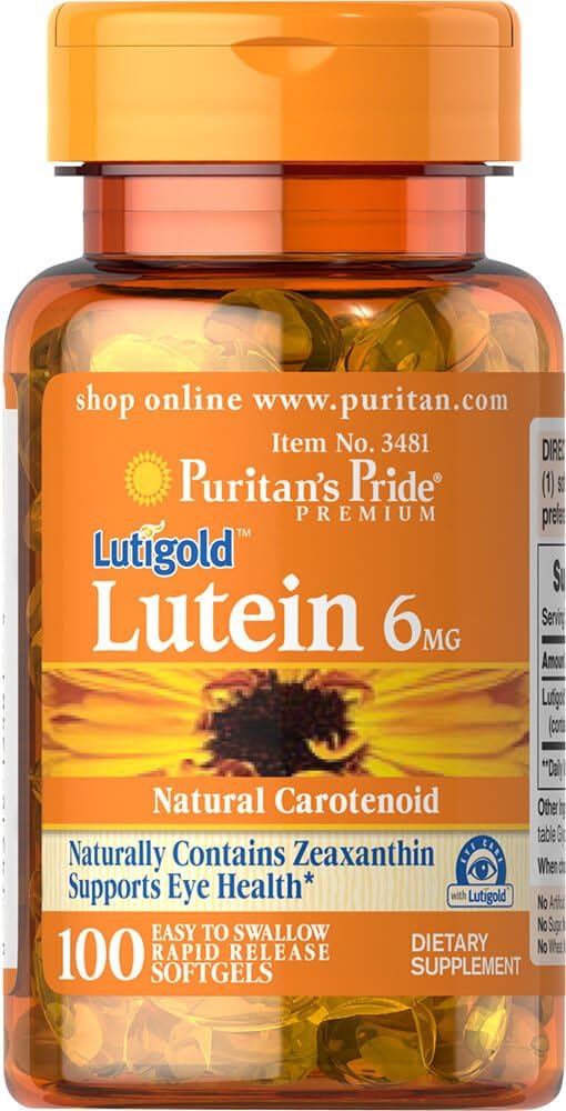 Puritans Pride Lutein 6 Mg Med Zeaxanthin Softels, 100 Greve