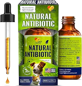Canis & Cattus Natural Antibiotic for Dogs & Cats - Flydende kæledyr Antibiotic - Understøtter Immunitet, Reducerer Betændelse, Kontrollerer Parasitter, og Øger urinvejssygdomme - 2 oz
