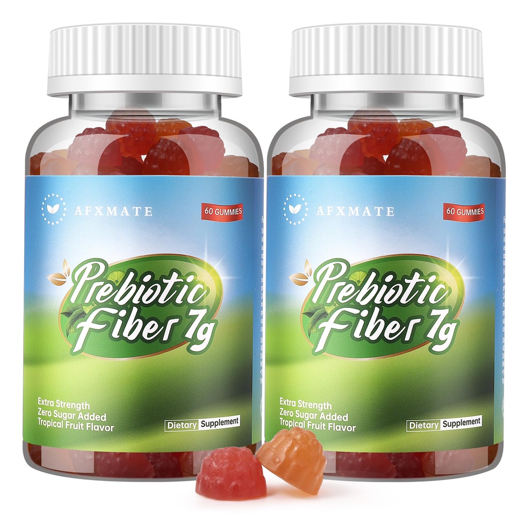 AFXMATE Fiber Supplement Gummies for Adult, 7 g Fiber Sugar Free Vegan & Gluten Free - fordøjelse, regularitet Support 120 Greve