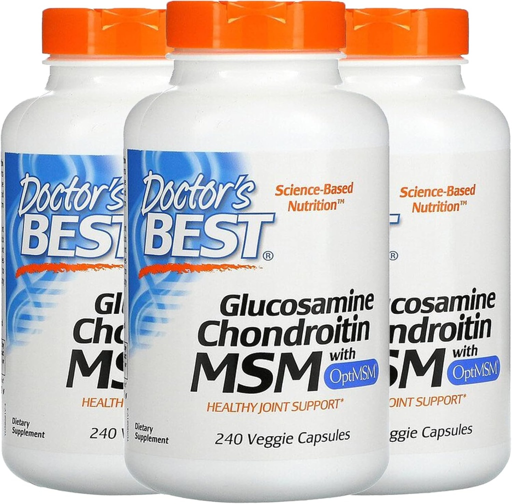 Doctor 's BEST, (3 Pack Glucosamin Chondroitin MSM med OptiMSM, 240 Veggie Caps