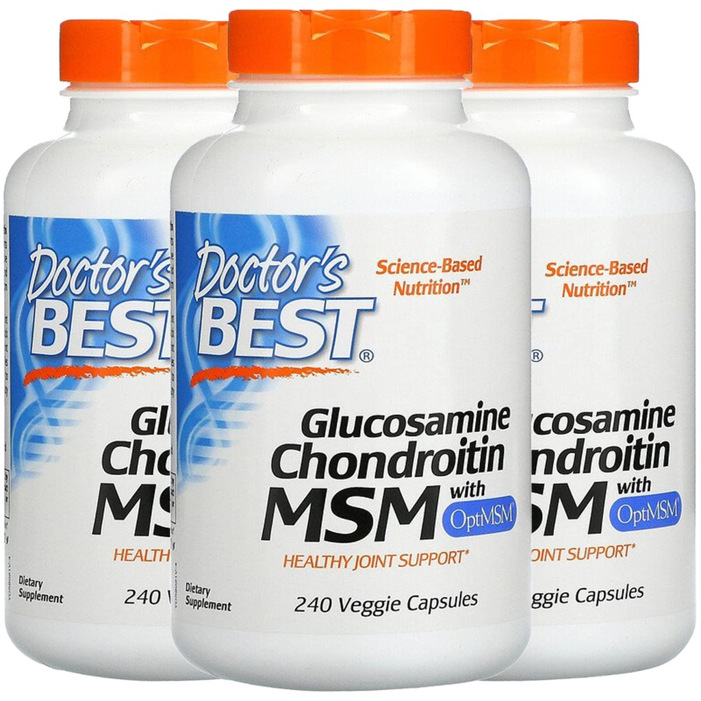 Doctor 's BEST, (3 Pack Glucosamin Chondroitin MSM med OptiMSM, 240 Veggie Caps