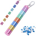Pill Box Arrangør, Bærbar Ugentlig Pill Box, 7 Dag 1 gange en dag Compartments Tablet Arrangør Box, Rainbow Metal Pill Holder Vandtæt Pill Case med Keychain for Udendørs Rejser Camping Arbejde