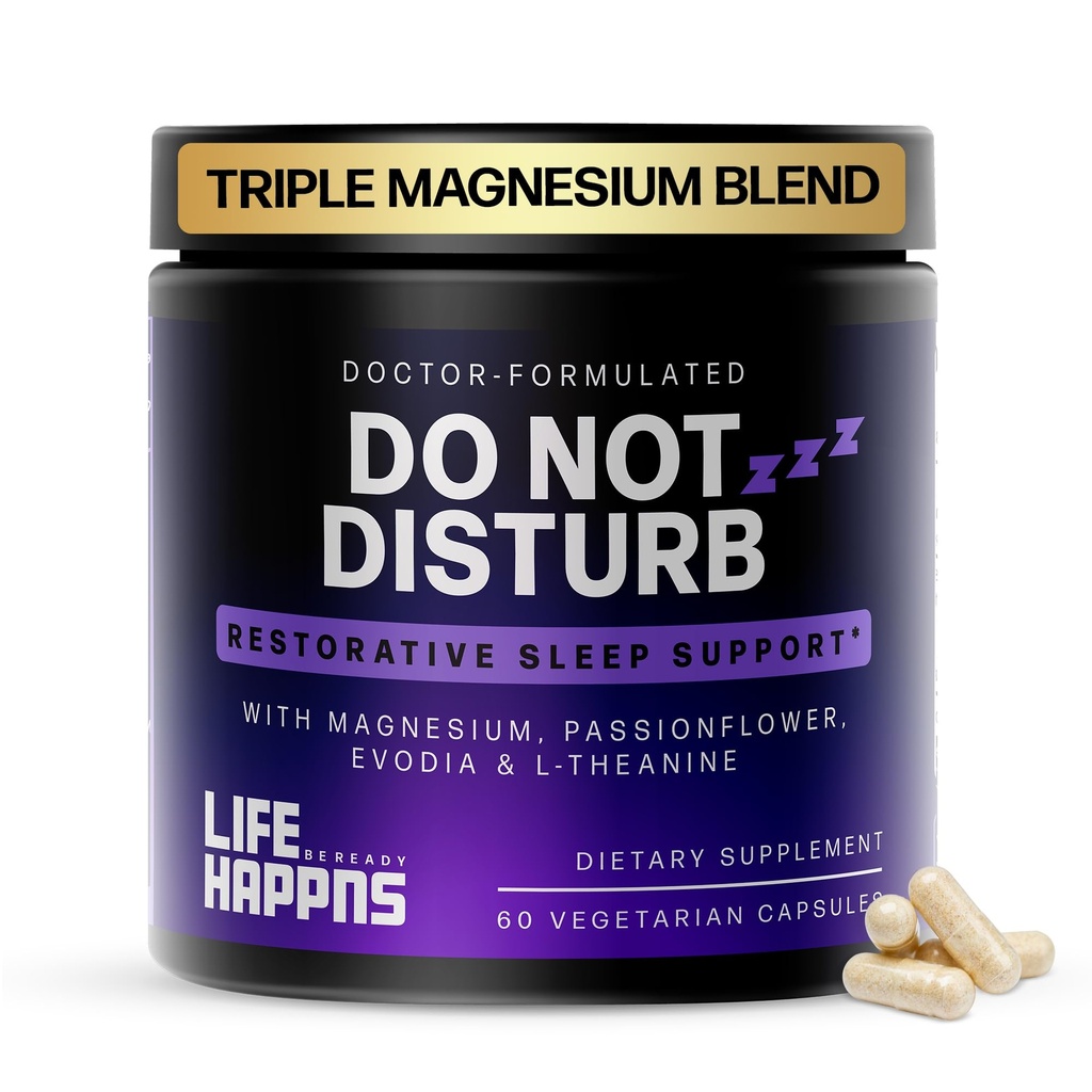 Life Happns Må ikke forstyrre søvn støtte til voksne naturlige supplement med L- Theanin, Magnesium, Passion Flower & Evodia Frugt til genoprettende søvn Melatonin-fri, ikke habitat-dannelse, 60 kapsler