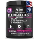 Zeal Naturals Electrolyte Powder Recovery Drink (90 Servings MSD 124; Black Cherry) w 0 Sugar + BCAAs + B- Vitamin Electrolyte Supplement w Kalium Zink & Magnesium for Hydration - Keto Electrolytes