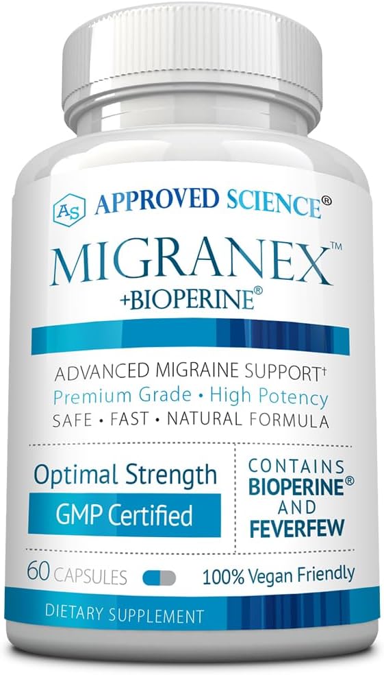 Godkendte Science Migranex - Migræne & Hovedpine - Magnesium, Feverfew- 60 kapsler - pakning med 1 - Vegan