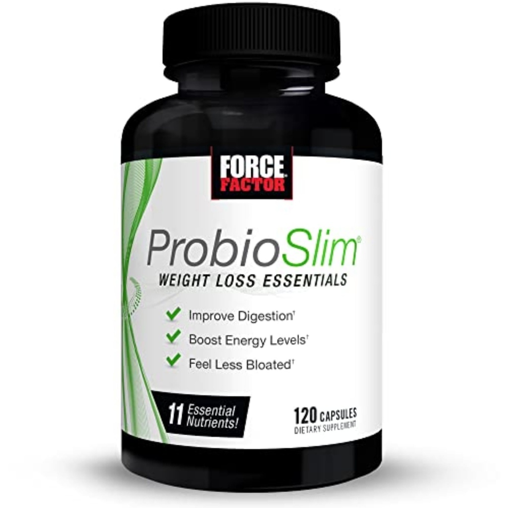 FORCE FACTOR ProbioSlim vægttab Essentials Komplet daglige fordøjelsesmæssige sundhed og vægttab Probiotisk supplement til kvinder og mænd med elektrolyter og grøn te ekstrakt, 120 kapsler