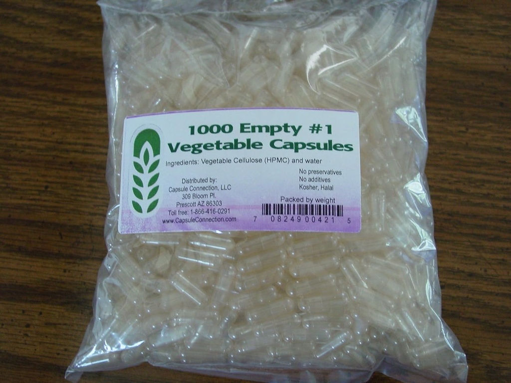 Kapselforbindelse 1000 Bulk # 1 Tomme vegetabilske kapsler