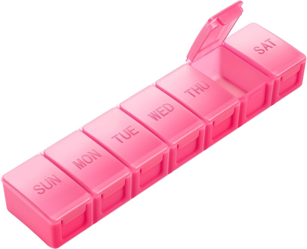 Ekstra Stor Pill Organizer Weekly, KAPENS Daily Pill Case Box Stor kapacitet Compartments, 7 dages Pill Containers for Medicine Supplements Vitamin Fish Oil, Rød