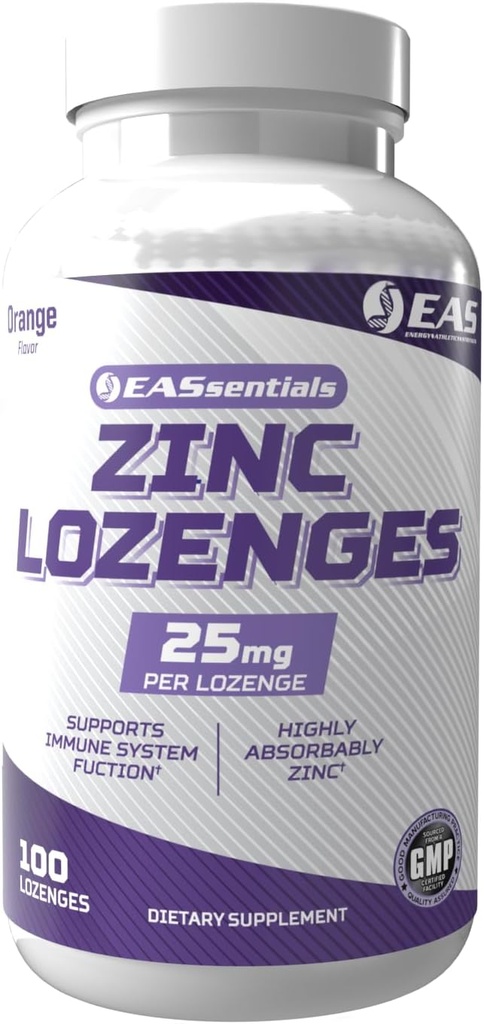 EAS Zink Lozenges szág 124; Højt Absorbable med Ingen Fyldere eller Additiver # 124; Understøtter immunfunktion # 124; Gluten Free, Ikke GMO 'er # 124; 100 Lozenges (Orange Flavor)