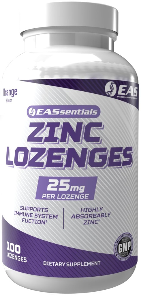 EAS Zink Lozenges szág 124; Højt Absorbable med Ingen Fyldere eller Additiver # 124; Understøtter immunfunktion # 124; Gluten Free, Ikke GMO 'er # 124; 100 Lozenges (Orange Flavor)
