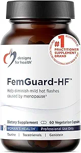 Design til sundhed FemGuard- HF - Hjælp Diminish Mild Menopause Hot Flashs - Peri & Menopause Kosttilskud til kvinder til at støtte sund aldring, Hormonal Balance & Bone Sundhed (60 kapsler)
