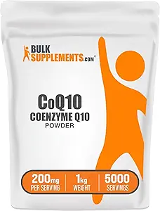 BulkSupplements.com Coenzym Q10 Powder - Coenzym Q10 200mg Supplement, Nutritional Supplement - Gluten Free, 200mg per servering, 1kg (2, 2 lbs) (Pack of 1)